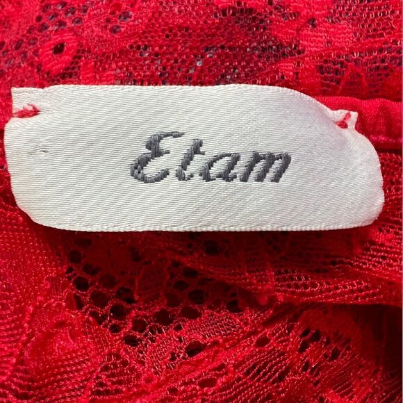 Etam Paris Red Lace Low Back Chemise Lingerie 6 - Picture 11 of 15